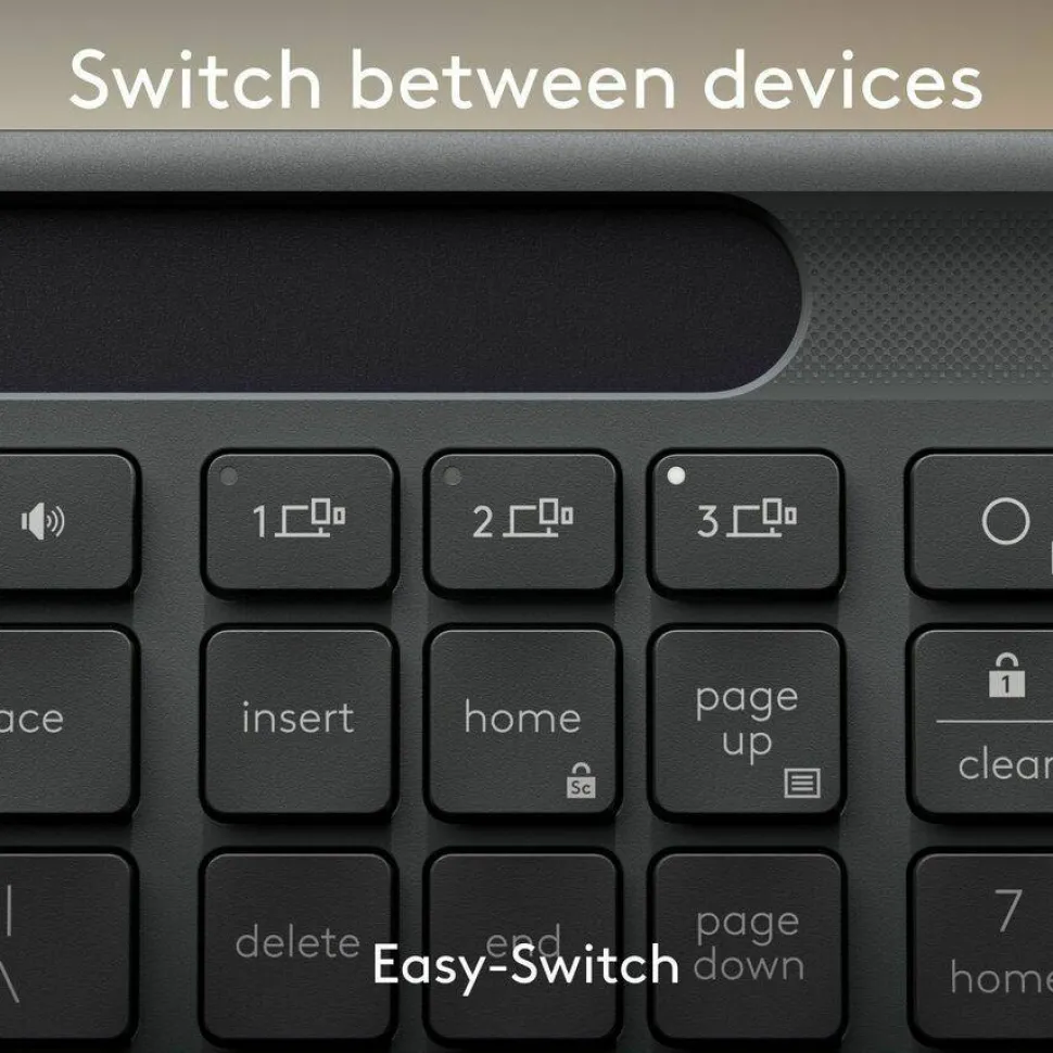 Logitech Signature Slim Solar+ K980 for Business, Wireless Keyboard, Quiet Typing, Secure Receiver, Bluetooth, Windows, Mac - Graphite