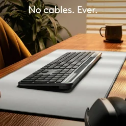 Logitech Signature Slim Solar+ wireless keyboard, solar and artificial light powered, durable battery that lasts up to 10 years, customizable keys, Bluetooth, Graphite