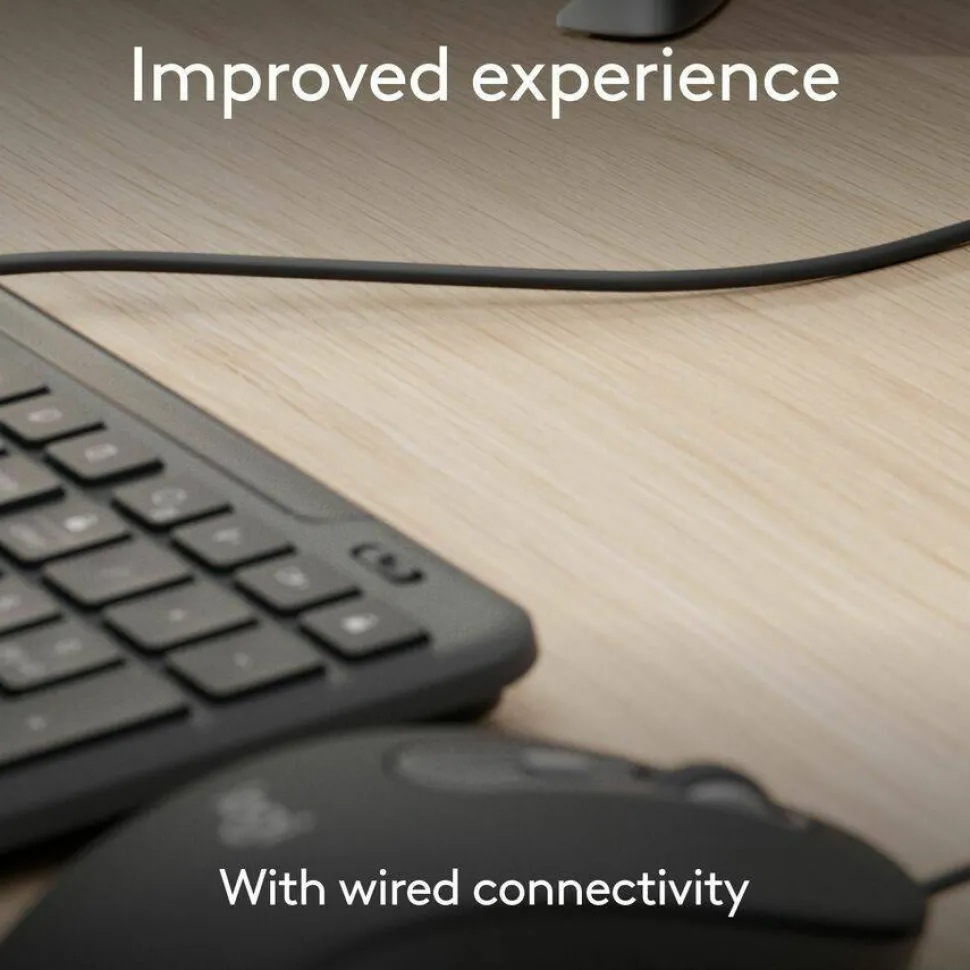 Logitech Signature Slim Wired K620 for Business, Full-Size Keyboard, USB-C Plug-and-Play, scissor keys, Graphite