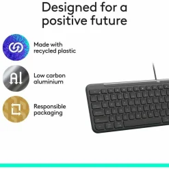 Logitech Signature Slim Wired K620 for Business, Full-Size Keyboard, USB-C Plug-and-Play, scissor keys, Graphite