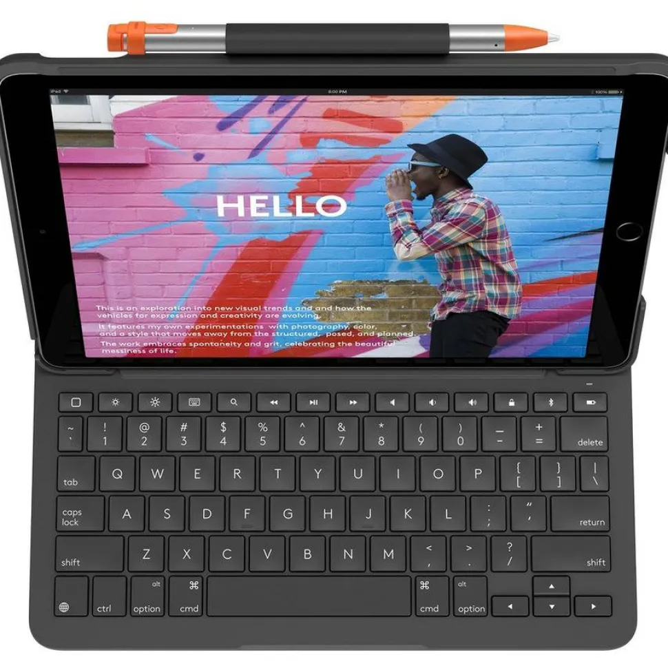 Logitech Slim Folio Keyboard/Cover Case (Folio) iPad (7th Generation), iPad (8th Generation), iPad (9th Generation) Tablet - Graphite