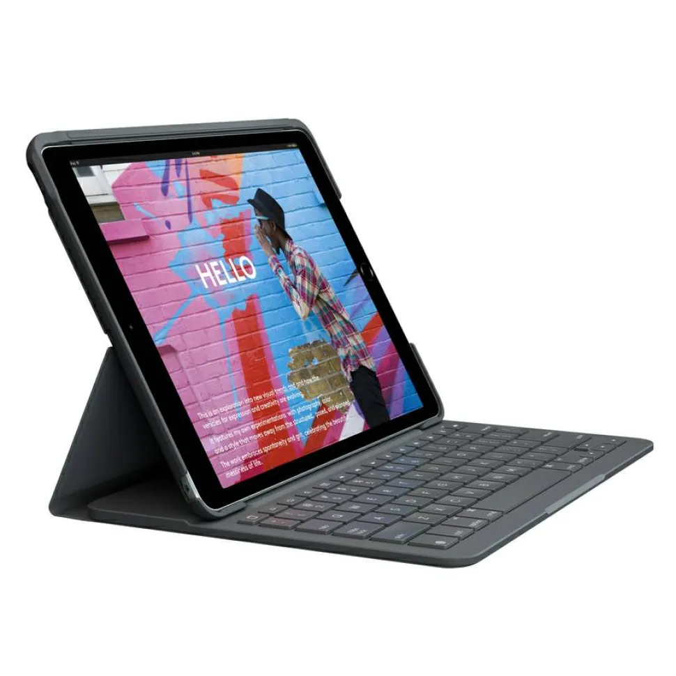 Logitech Slim Folio Keyboard/Cover Case (Folio) iPad (7th Generation), iPad (8th Generation), iPad (9th Generation) Tablet - Graphite