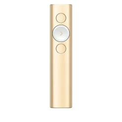 Logitech Spotlight Presentation Remote - Universal Wireless Presentation Clicker with Laser Pointer, Advanced Digital Highlighting, Bluetooth, 30 m Range and Quick Charging, Gold