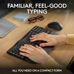 Logitech Wave Keys MK670 Wireless Ergonomic Keyboard And Signature M550 L Wireless Mouse Combo, Graphite, 920-012059