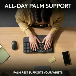Logitech Wave Keys MK670 Wireless Ergonomic Keyboard And Signature M550 L Wireless Mouse Combo, Graphite, 920-012059