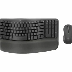 Logitech Wave Keys MK670 Wireless Ergonomic Keyboard And Signature M550 L Wireless Mouse Combo, Graphite, 920-012059