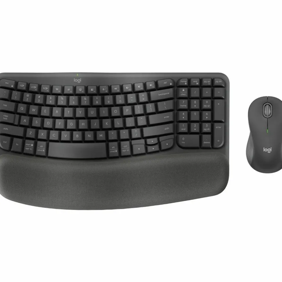 Logitech Wave Keys MK670 Wireless Ergonomic Keyboard And Signature M550 L Wireless Mouse Combo, Graphite, 920-012059