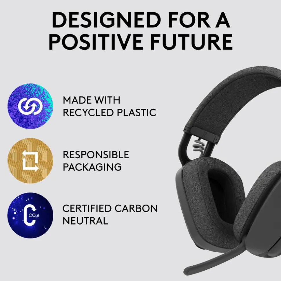 Logitech Zone Vibe 100 Lightweight Wireless Over-Ear Headphones, Graphite, 981-001256