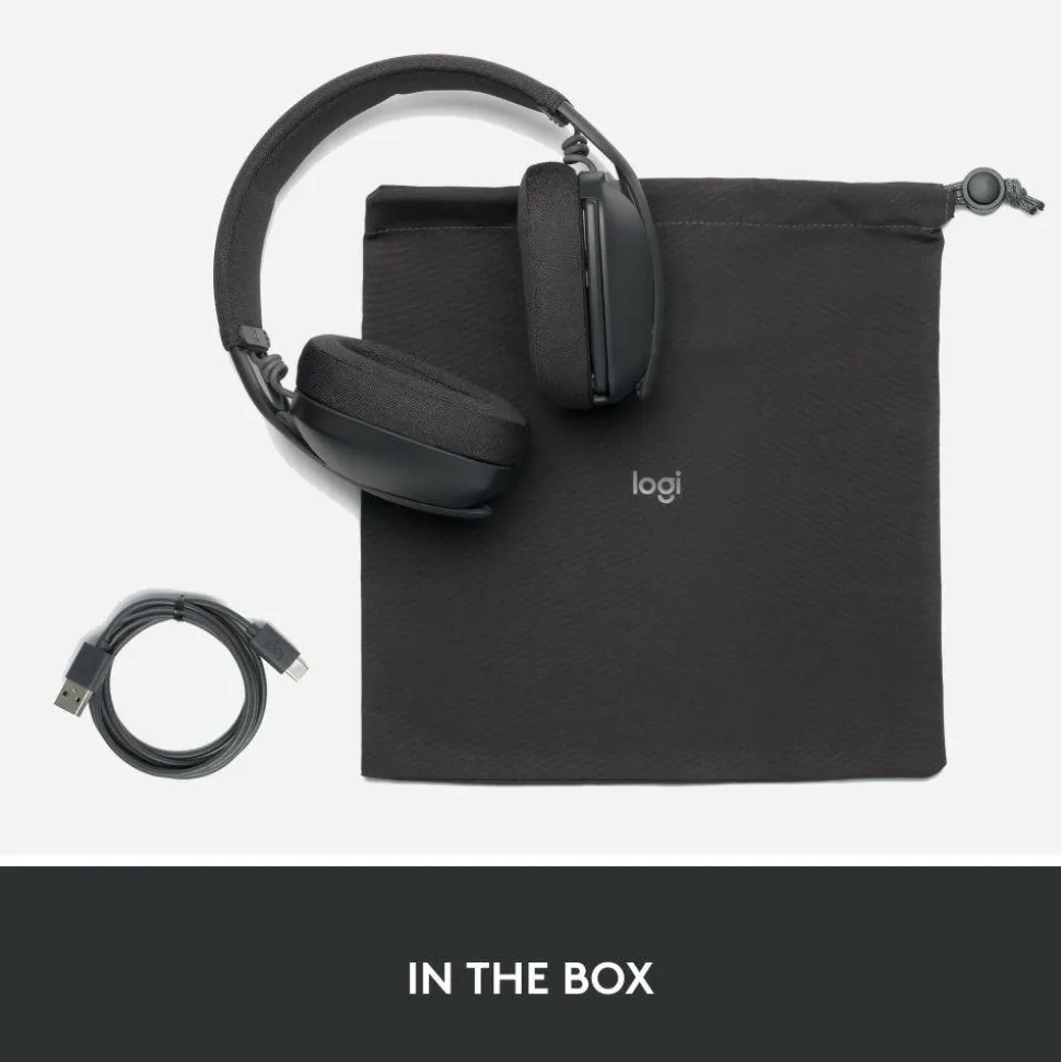 Logitech Zone Vibe 100 Lightweight Wireless Over-Ear Headphones, Graphite, 981-001256
