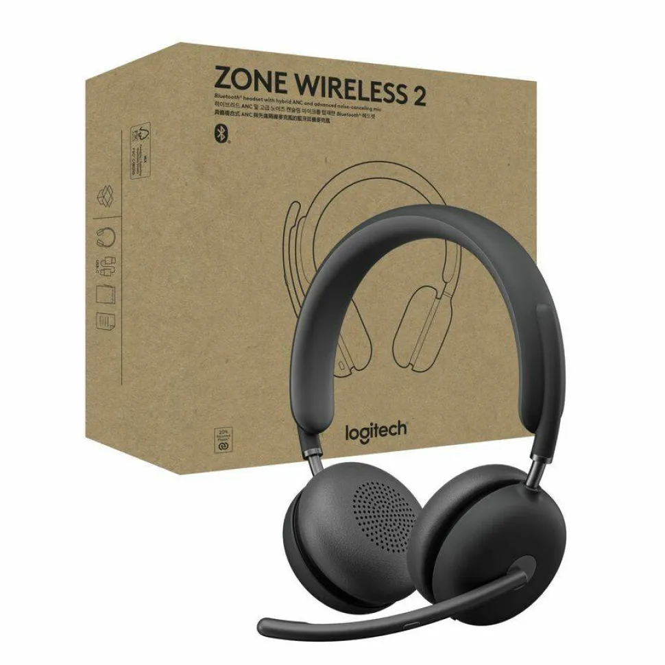 Logitech Zone Wireless 2 Noise Canceling Headset with Hybrid ANC, Native Bluetooth