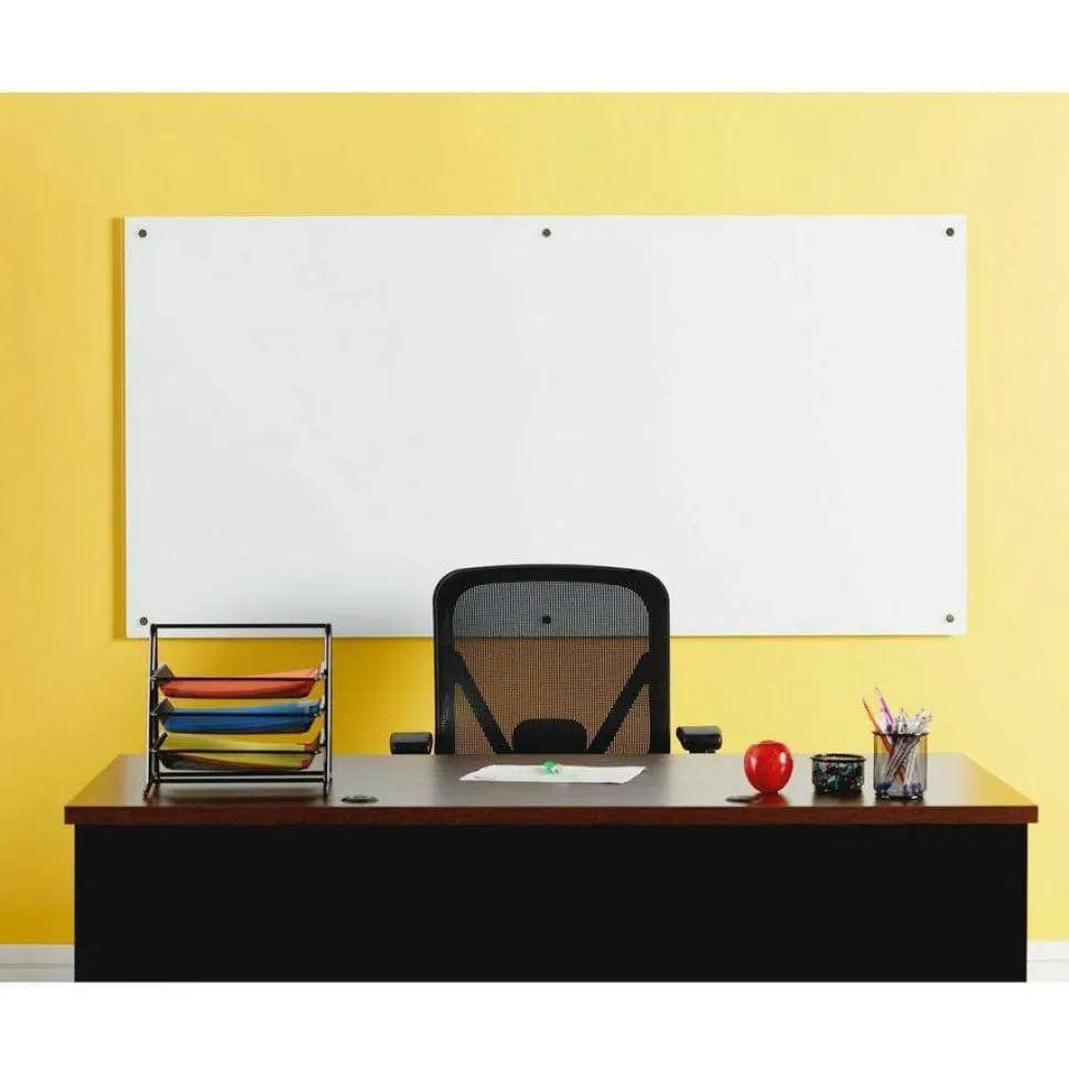 Lorell Glass Unframed Dry-Erase Whiteboard, 36" x 72", White