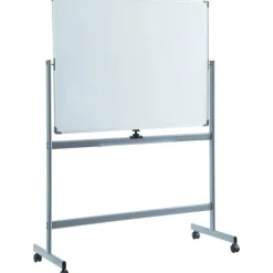 Lorell Magnetic Dry-Erase Whiteboard Easel, 48" x 72", Aluminum Frame With Silver Finish