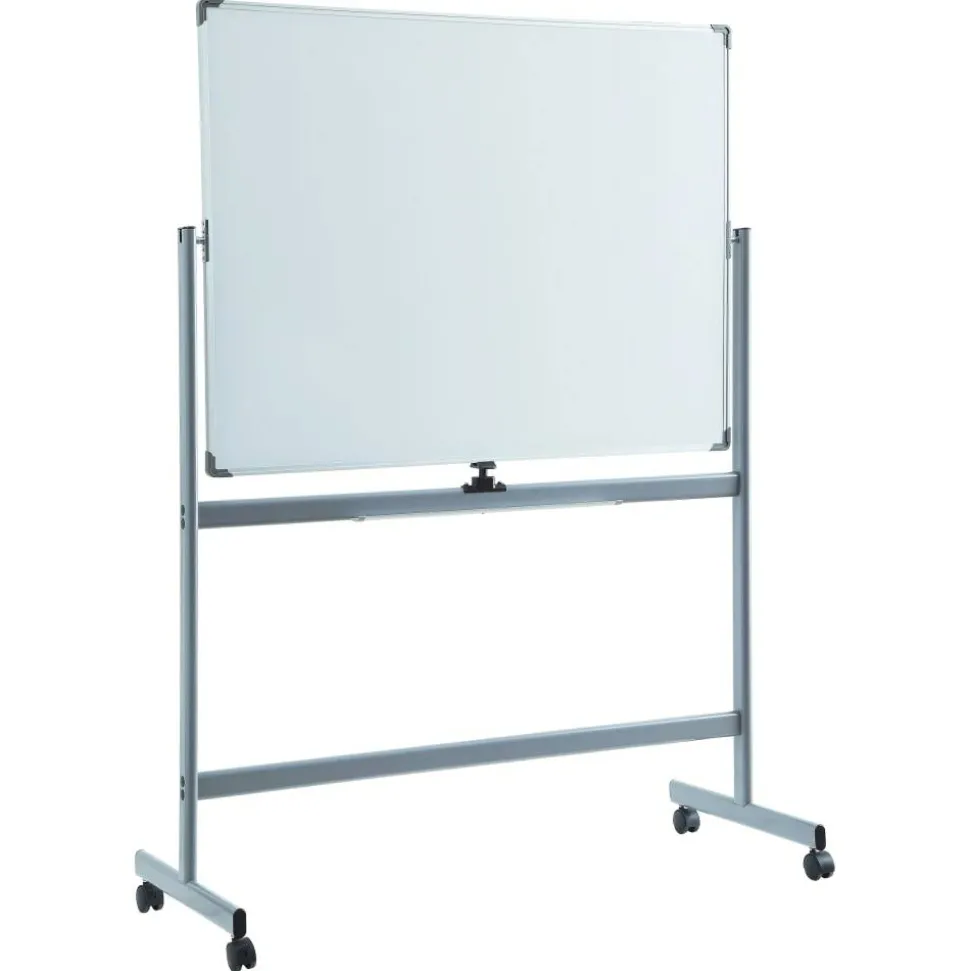 Lorell Magnetic Dry-Erase Whiteboard Easel, 48" x 72", Aluminum Frame With Silver Finish