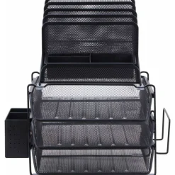 Lorell Mesh 4-Tier Desk Organizer, Black