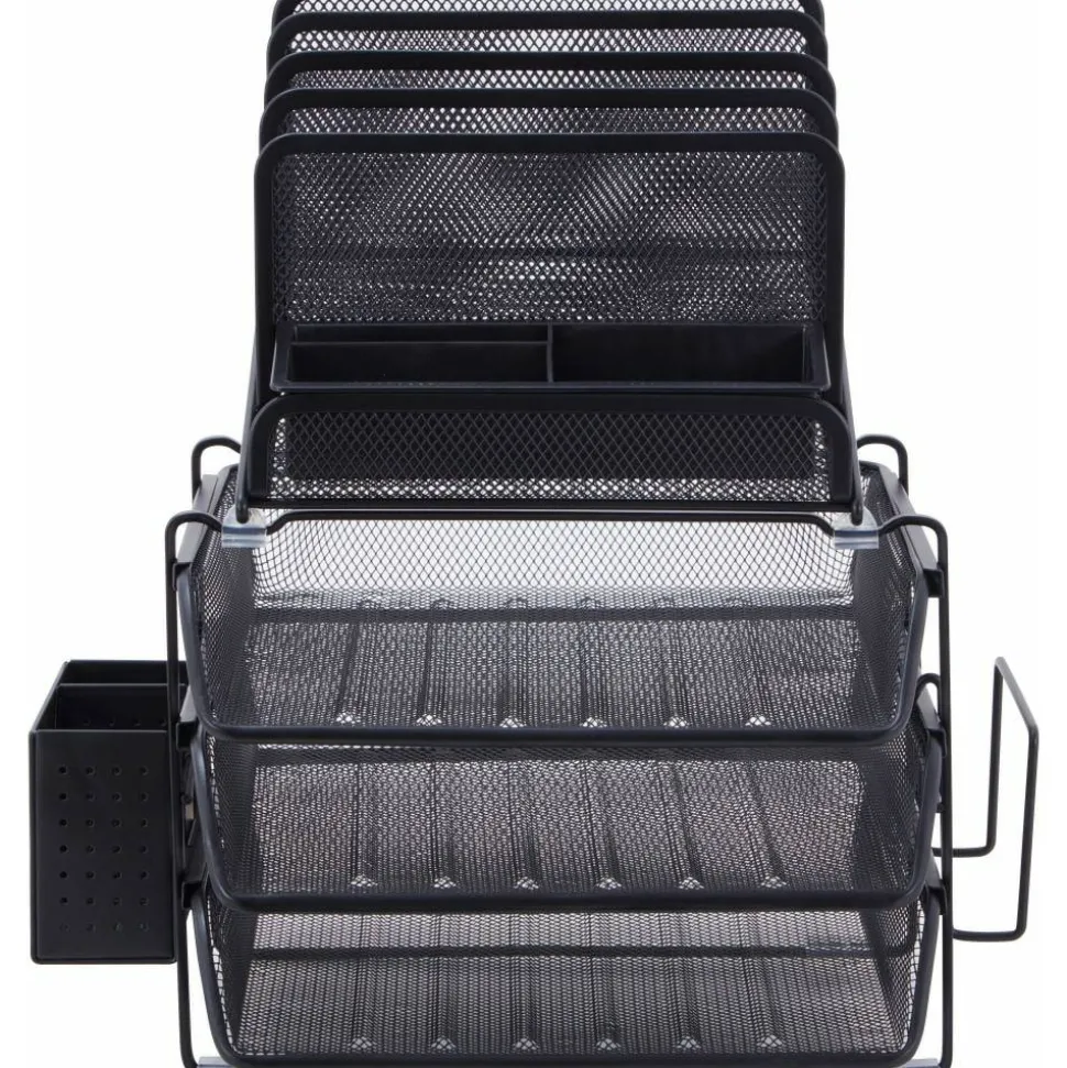 Lorell Mesh 4-Tier Desk Organizer, Black