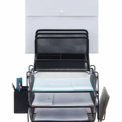 Lorell Mesh 4-Tier Desk Organizer, Black