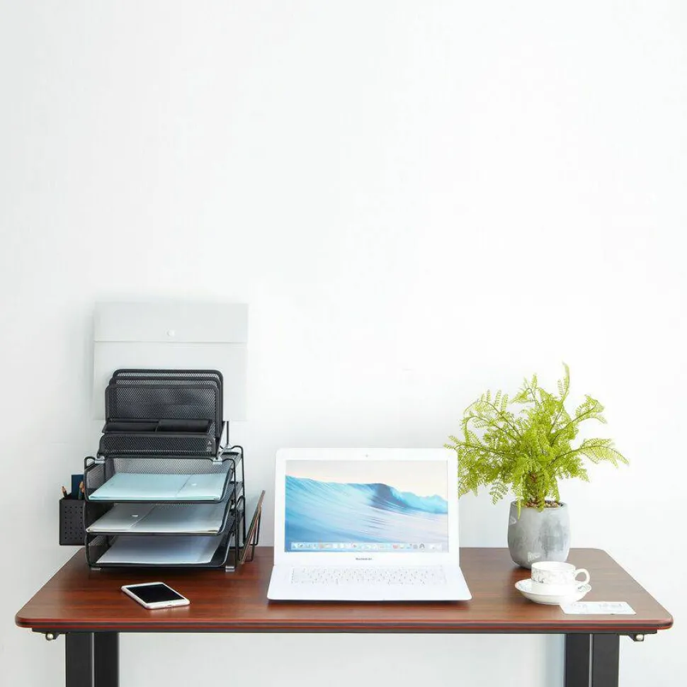 Lorell Mesh 4-Tier Desk Organizer, Black