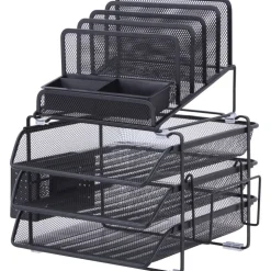 Lorell Mesh 4-Tier Desk Organizer, Black