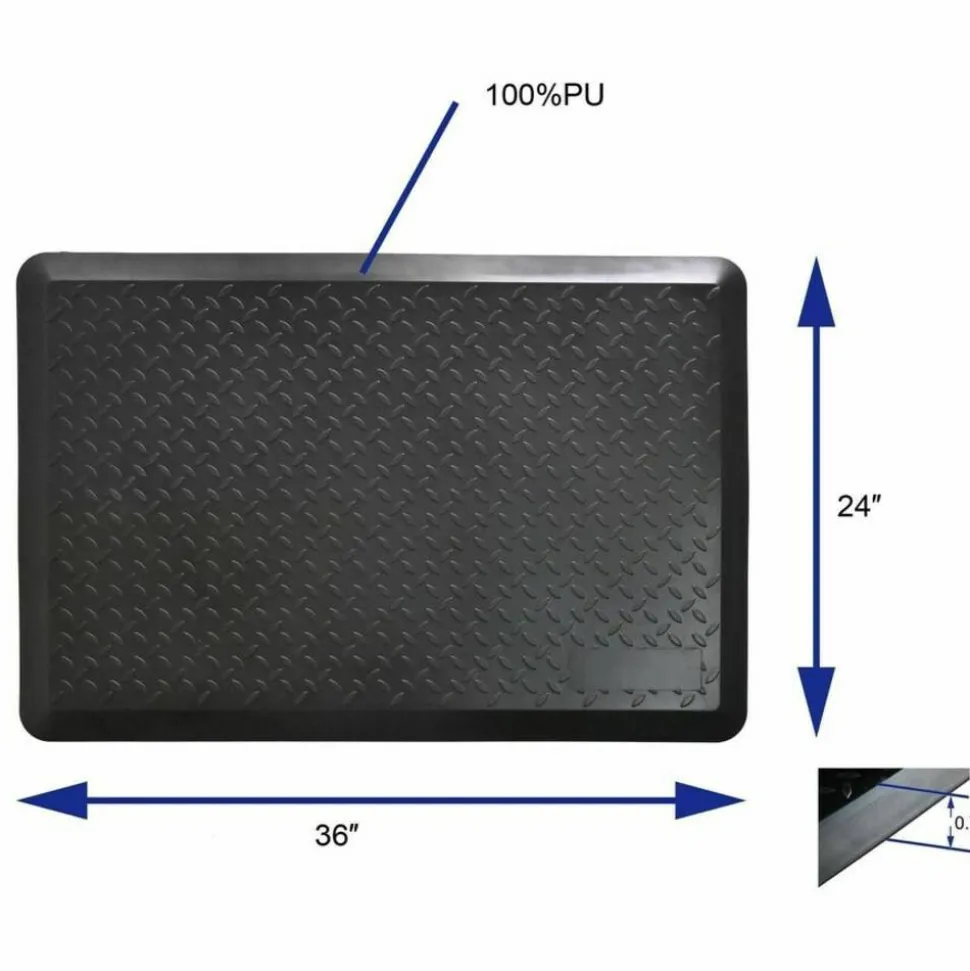 Lorell Workstation Mat - Workstation - 36" Length x 24" Width - Polyurethane Foam - Black - 1 / Each