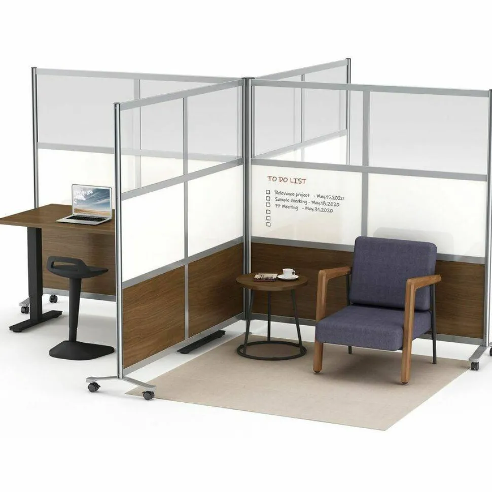 Lorell Adaptable Panel Dividers, 24"W x 2"H x 37"D, Aluminum, Acrylic, Frosted