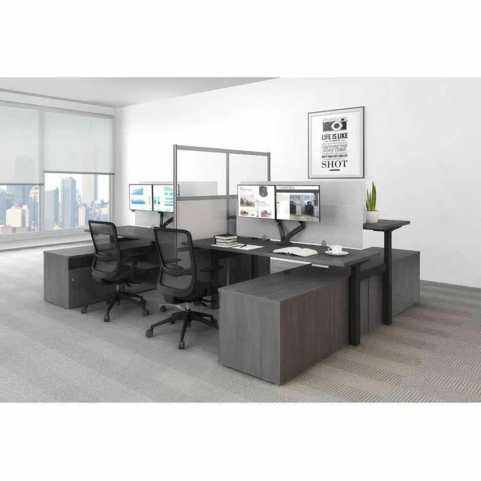 Lorell Adaptable Panel Dividers, 24"W x 2"H x 37"D, Aluminum, Acrylic, Frosted