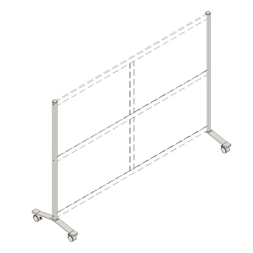Lorell Adaptable Panel Legs for 50"H Configuration, 18.75"W x 2"D x 48.37"H, Aluminum, Silver, 2 / Set