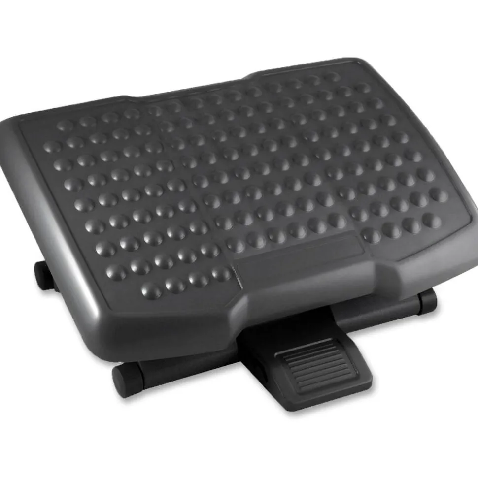 Lorell Adjustable-Height Footrest - 4" to 6.50" Adjustable Height - Black - 1 Each