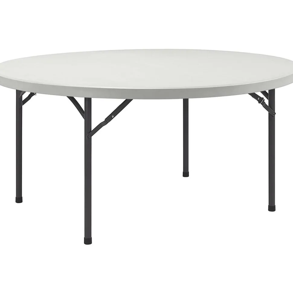 Lorell Banquet Folding Table, Round Top x 60" Table Top Diameter, 29.3"H, Platinum/Gray
