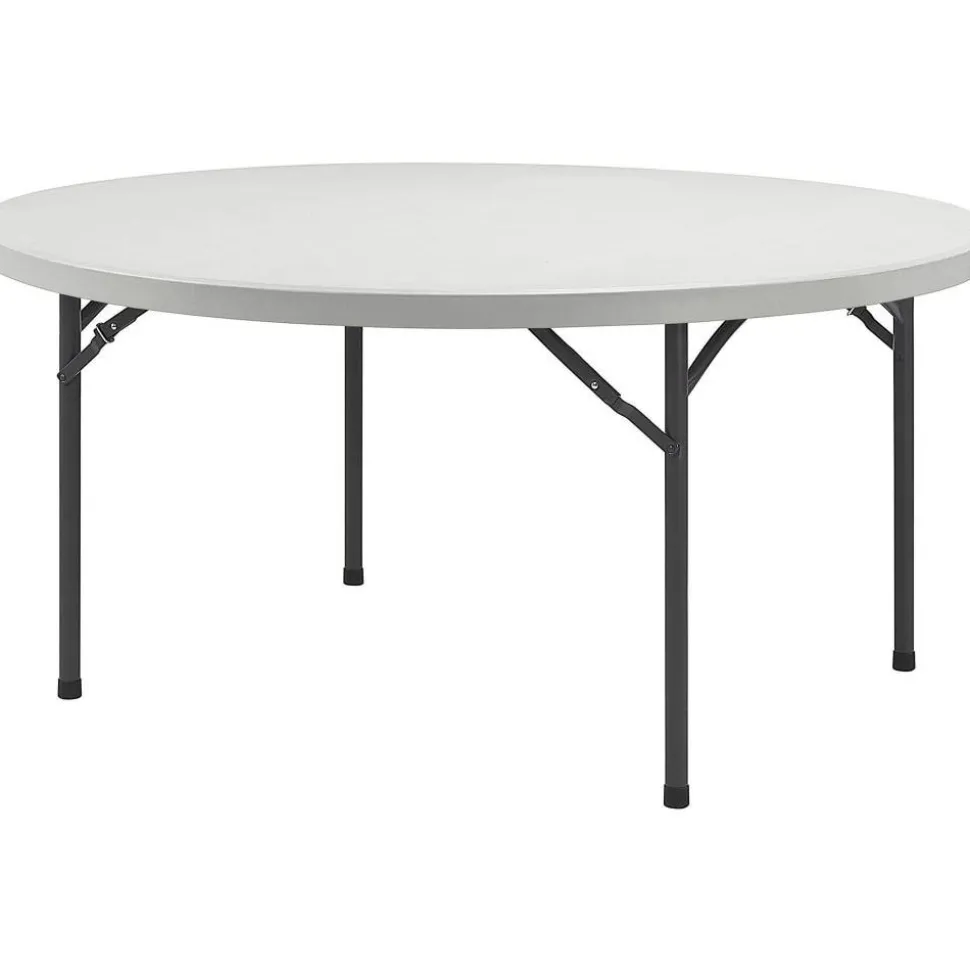 Lorell Banquet Folding Table, Round, 29-1/4"H x 48"W x 48"D, Platinum
