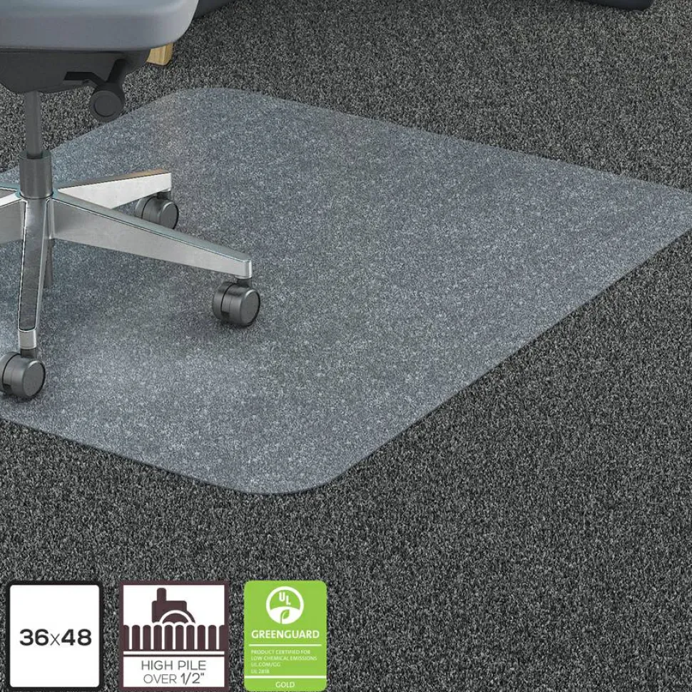 Lorell Big and Tall Polycarbonate Low Pile Studded Chair Mat, 45" x 53"