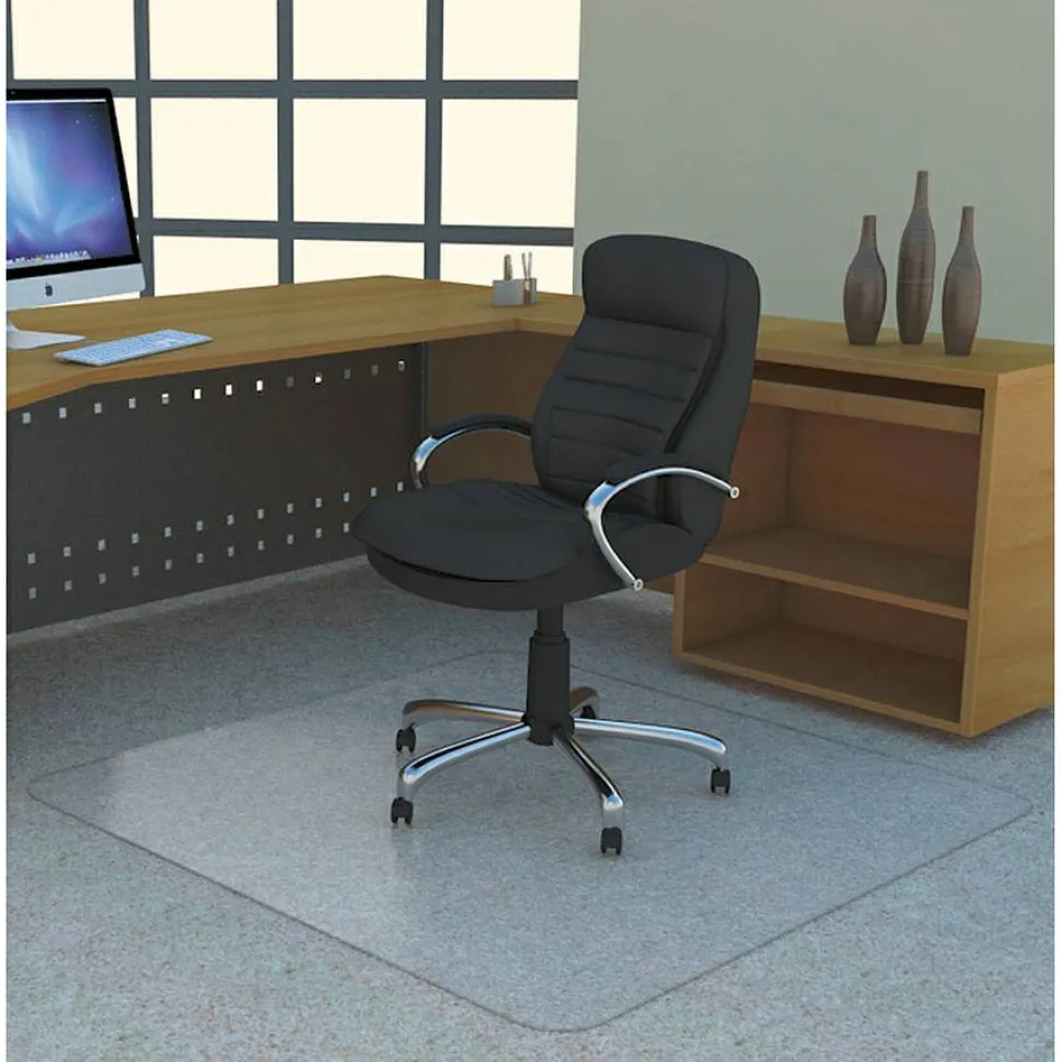 Lorell Big and Tall Polycarbonate Low Pile Studded Chair Mat, 45" x 53"