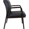 Lorell Bonded Leather/Wood Guest Chair, Black/Espresso