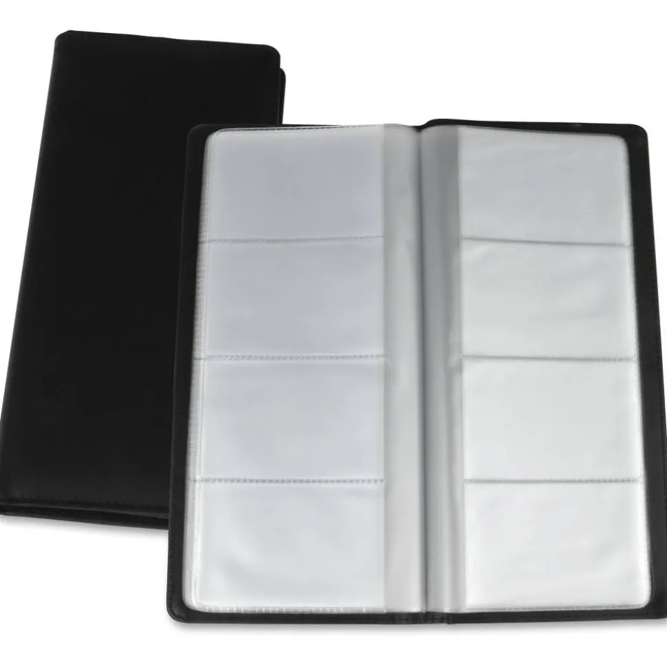 Lorell Business Card Storage Holder, 0.8"H x 4.4"W x 9"D, Vinyl, Plastic, Black, Clear