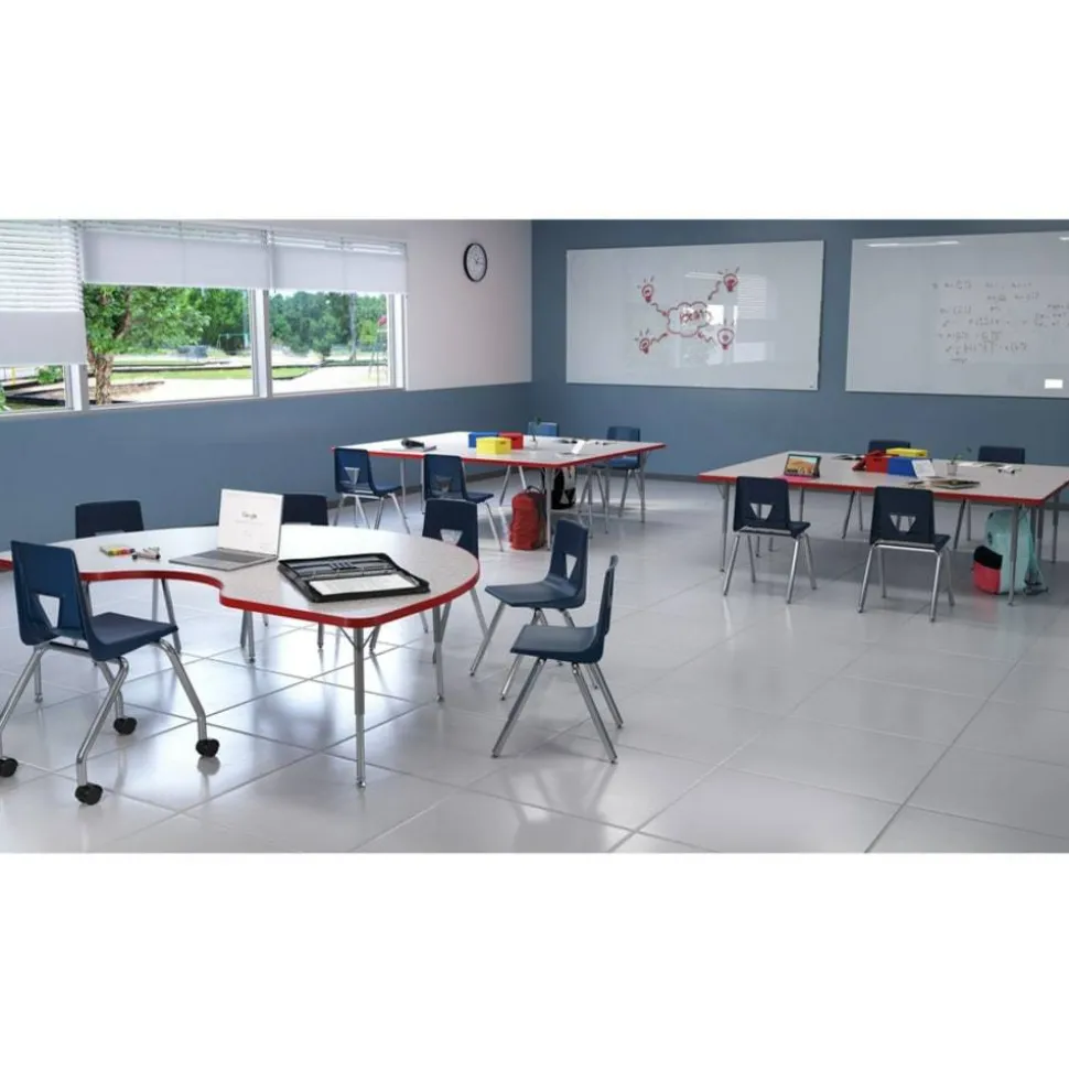 Lorell Classroom Adjustable Activity Table Legs, Low-Height, Chrome/Silver Mist, Set Of 4