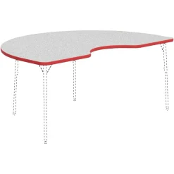 Lorell Classroom Kidney-Shaped Activity Table Top, 72"W x 48"D, Gray Nebula/Red