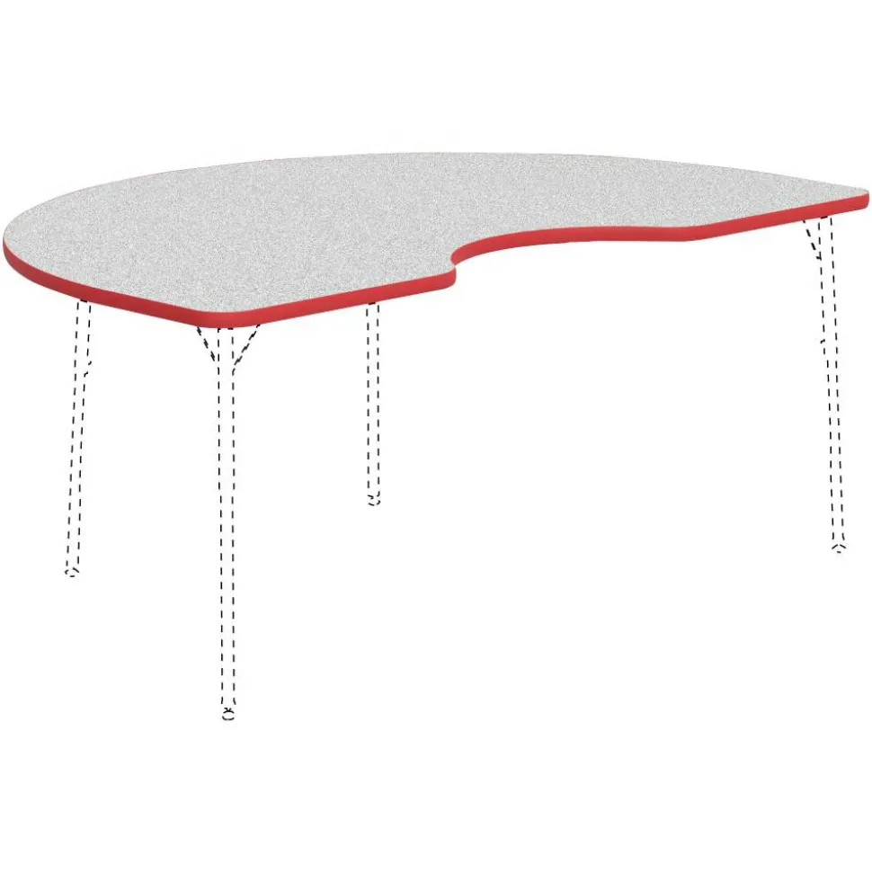 Lorell Classroom Kidney-Shaped Activity Table Top, 72"W x 48"D, Gray Nebula/Red