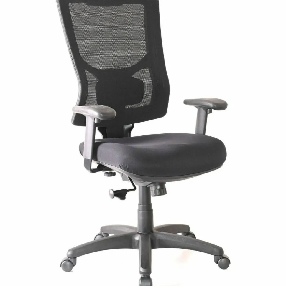 Lorell Conjure High-Back Swivel/Tilt Office Chair - Fabric, Polyurethane, Molded Foam Seat Material - High Back - Black - Armrest - 1Each