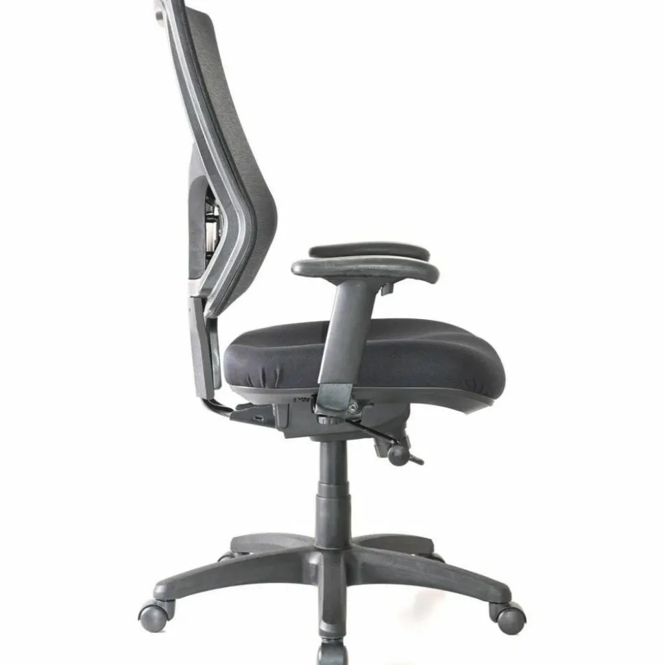 Lorell Conjure High-Back Swivel/Tilt Office Chair - Fabric, Polyurethane, Molded Foam Seat Material - High Back - Black - Armrest - 1Each