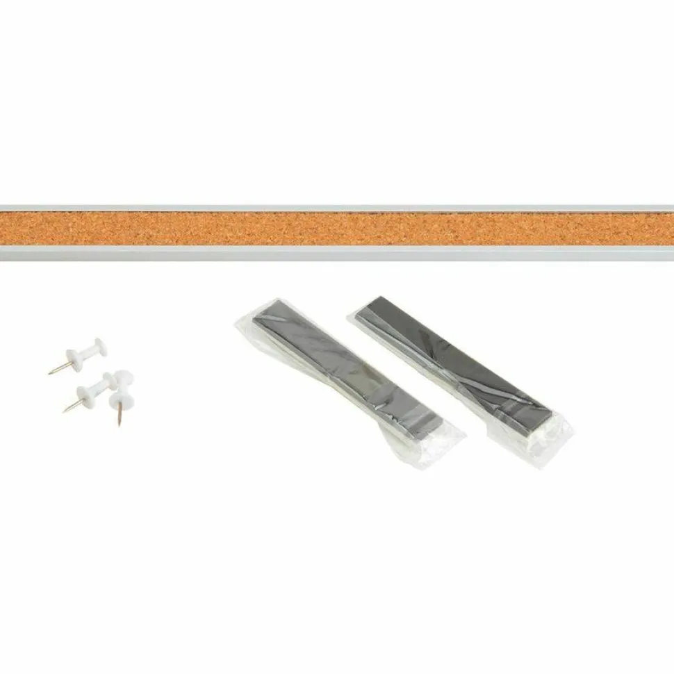 Lorell Cork Bulletin Bar, 18", Silver Aluminum Frame