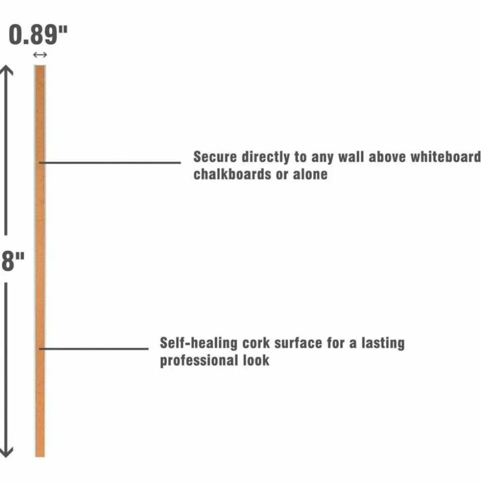 Lorell Cork Bulletin Bar, 18", Silver Aluminum Frame