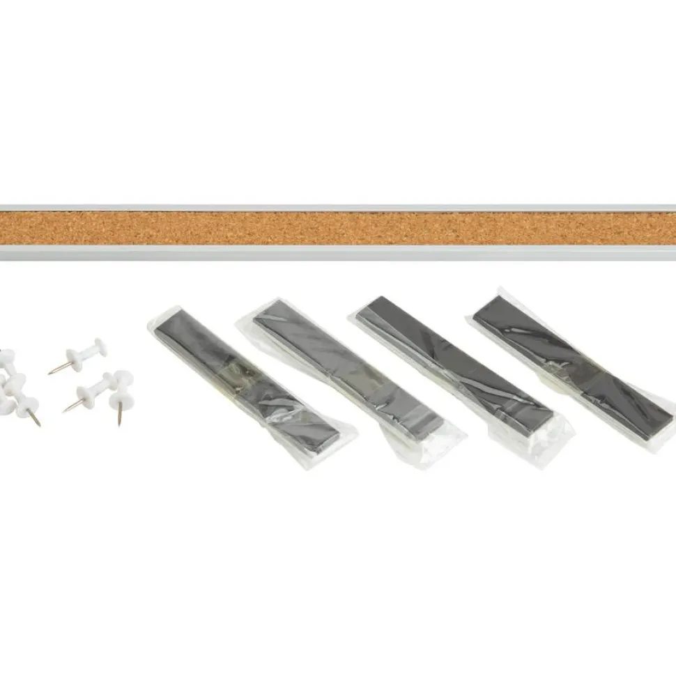 Lorell Cork Bulletin Board Bar, 36", Silver Aluminum Frame