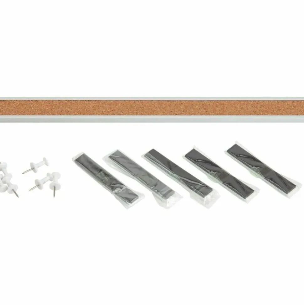 Lorell Cork Bulletin Board Bar, 48", Silver Aluminum Frame