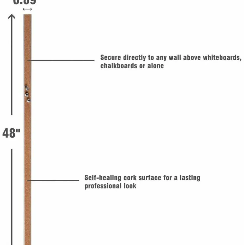 Lorell Cork Bulletin Board Bar, 48", Silver Aluminum Frame