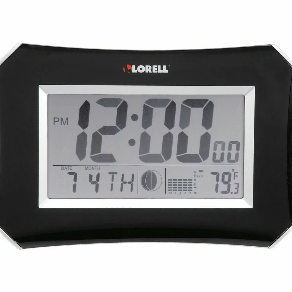 Lorell 10.3" Digital LCD Wall Alarm Clock, Black