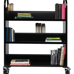 Lorell Double-sided Book Cart, Black