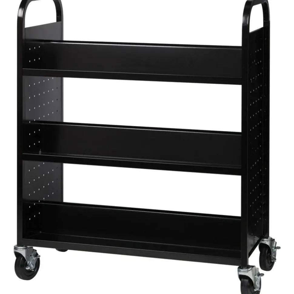 Lorell Double-sided Book Cart, Black