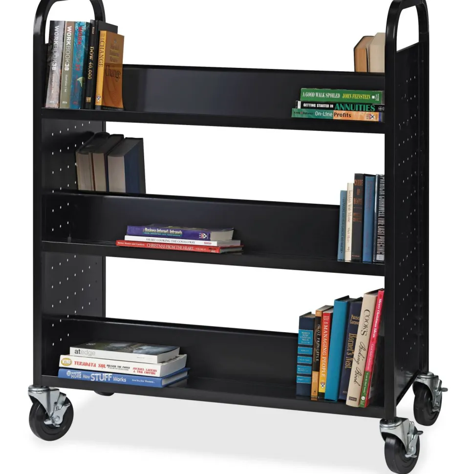 Lorell Double-sided Book Cart, Black