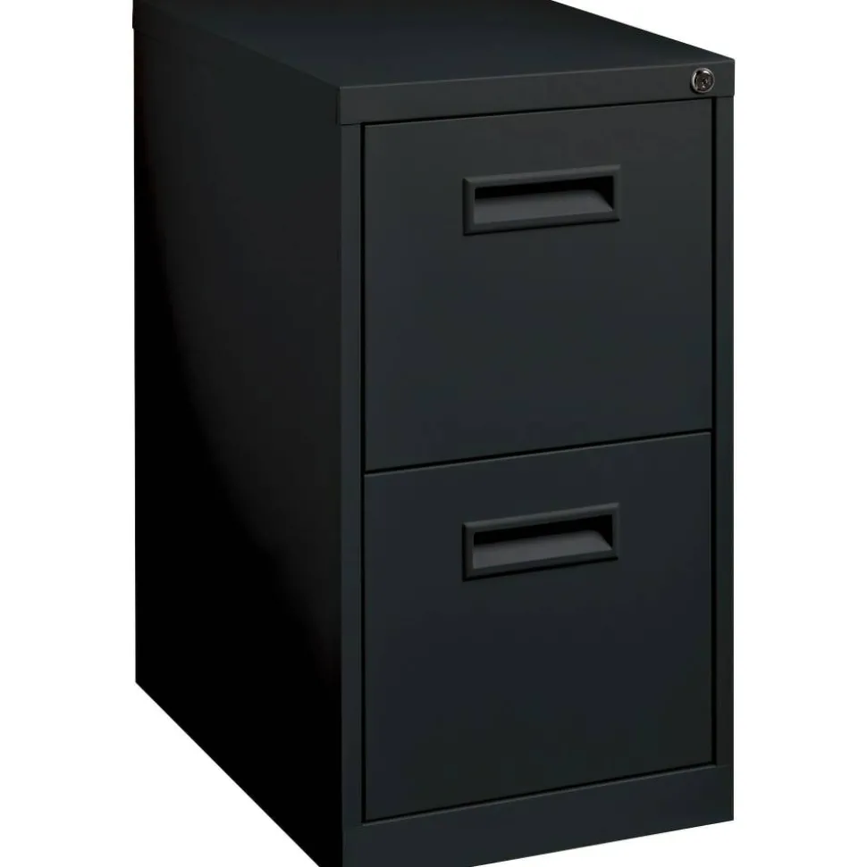 Lorell 19"D Vertical 2-Drawer Mobile Pedestal File Cabinet, Black