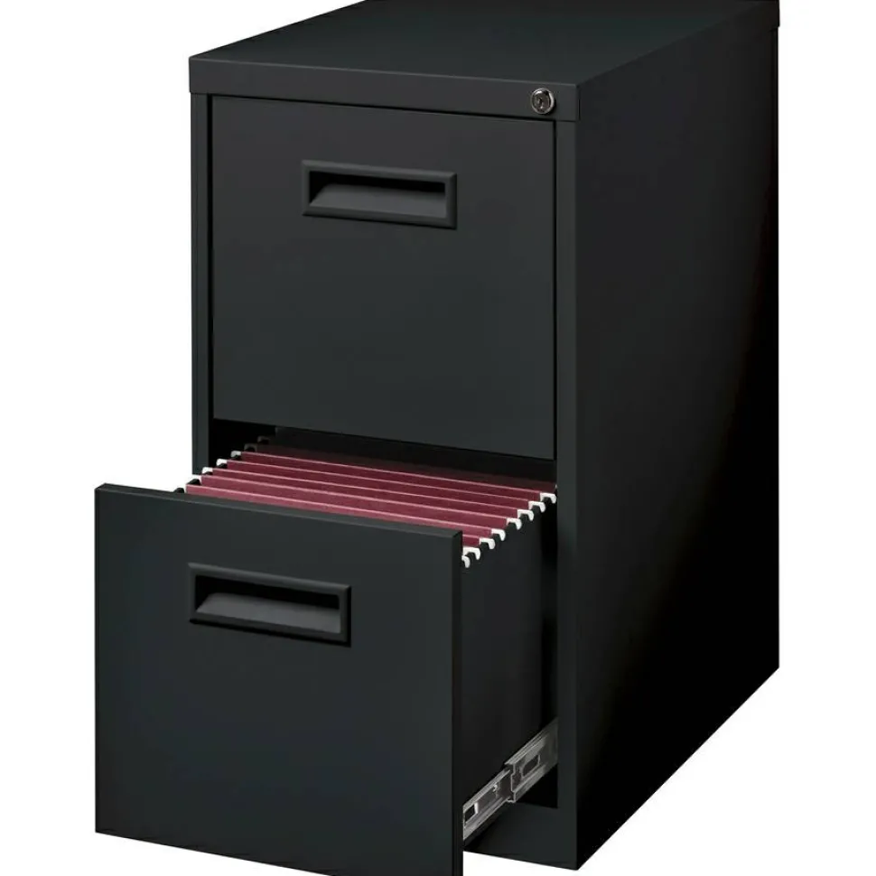 Lorell 19"D Vertical 2-Drawer Mobile Pedestal File Cabinet, Black