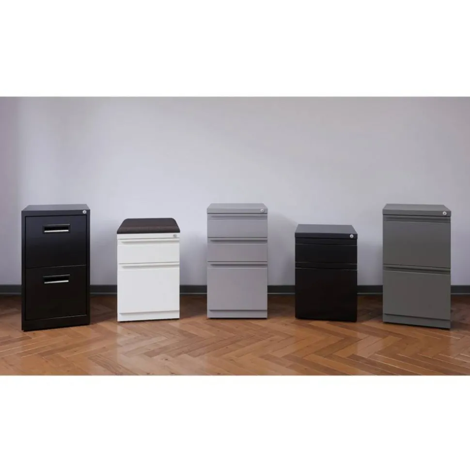 Lorell 22"D Vertical 2-Drawer Mobile Pedestal File Cabinet, Black